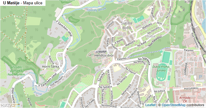 U Matěje - mapa ulice