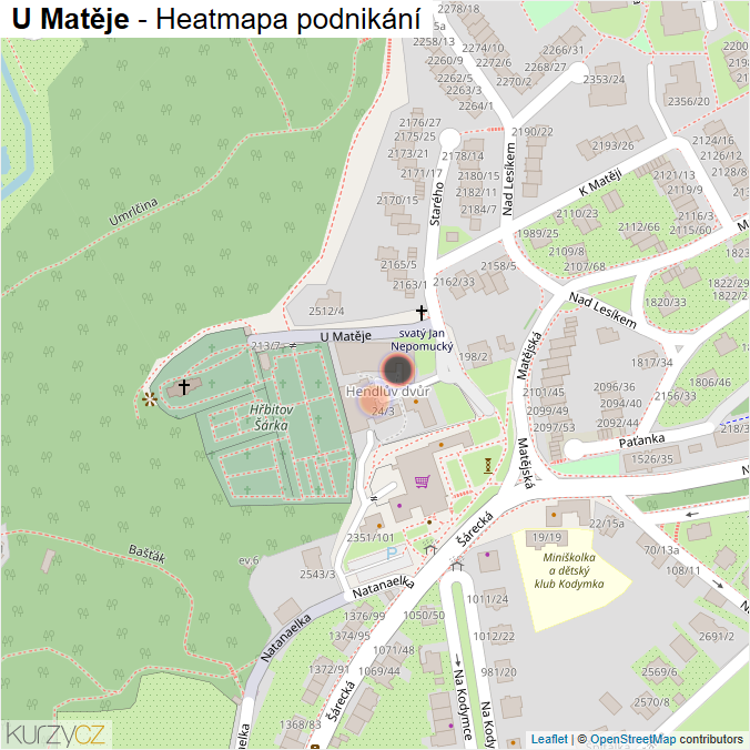 Mapa U Matěje - Firmy v ulici.