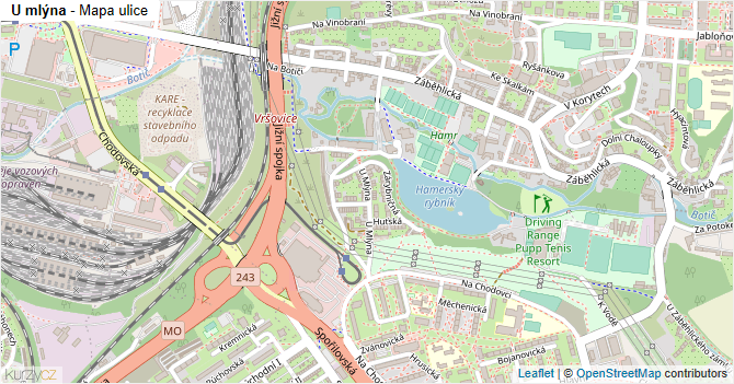 U mlýna - mapa ulice
