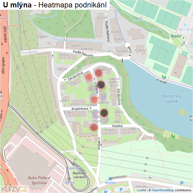 Mapa U mlýna - Firmy v ulici.
