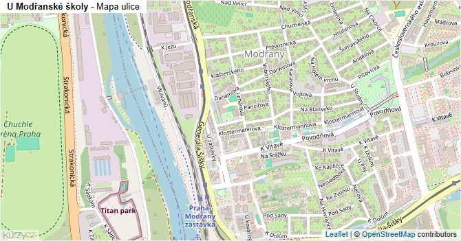 U Modřanské školy - mapa ulice