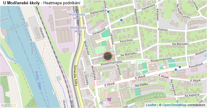 U Modřanské školy - mapa podnikání