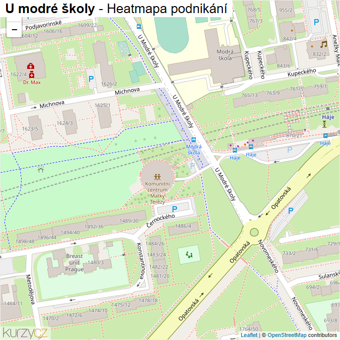 Mapa U modré školy - Firmy v ulici.
