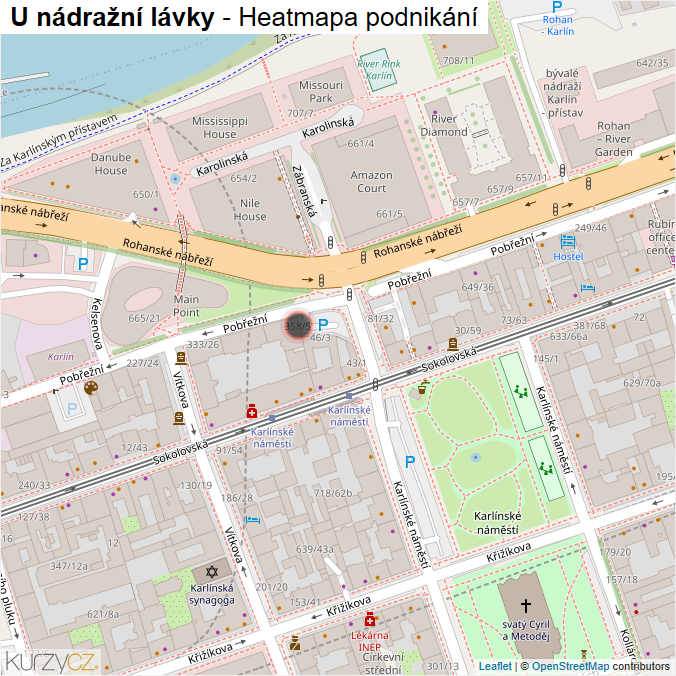 Mapa U nádražní lávky - Firmy v ulici.