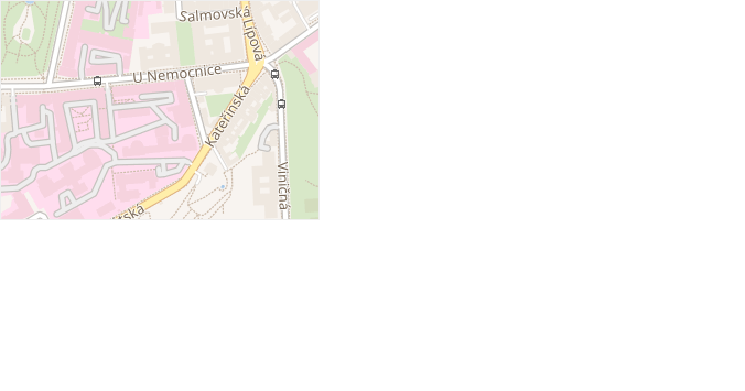 U nemocnice v obci Praha - mapa ulice