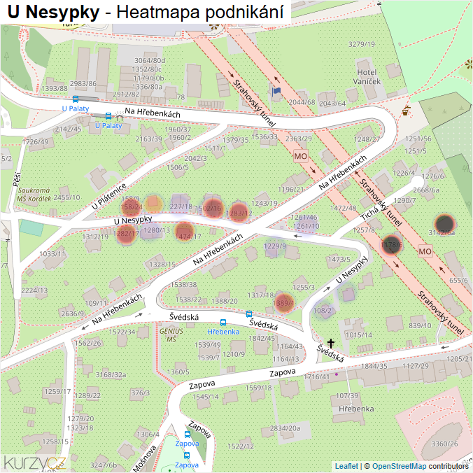 Mapa U Nesypky - Firmy v ulici.