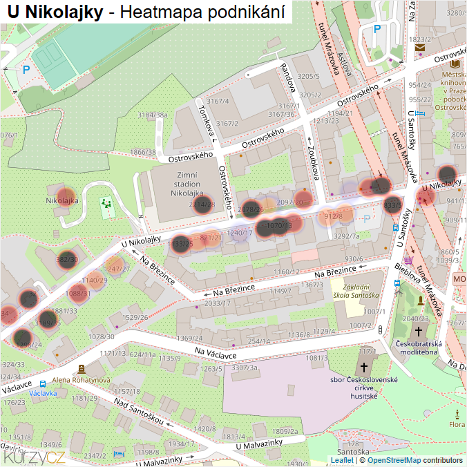 Mapa U Nikolajky - Firmy v ulici.