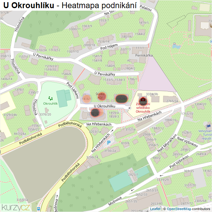 Mapa U Okrouhlíku - Firmy v ulici.