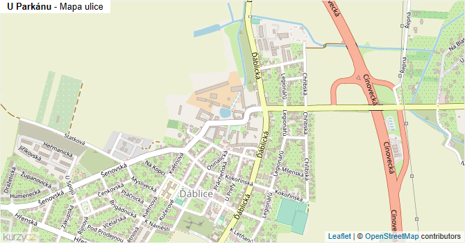 U Parkánu - mapa ulice