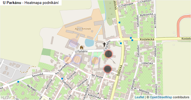 U Parkánu - mapa podnikání