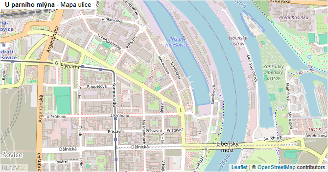 U parního mlýna - mapa ulice