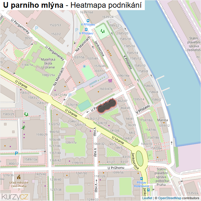 Mapa U parního mlýna - Firmy v ulici.