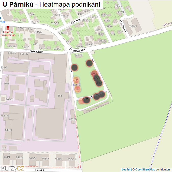 Mapa U Párníků - Firmy v ulici.