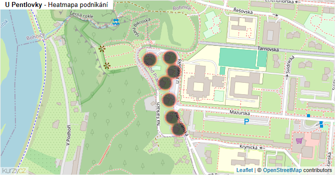U Pentlovky - mapa podnikání