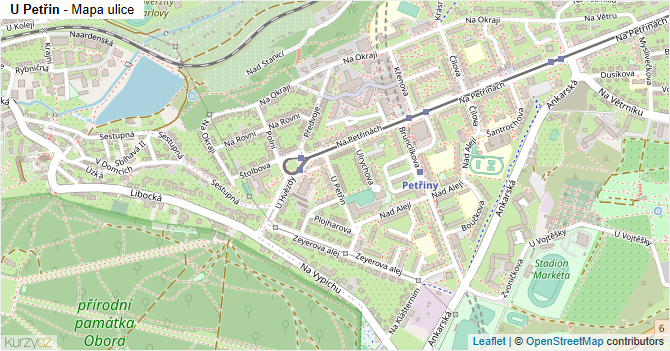 U Petřin - mapa ulice
