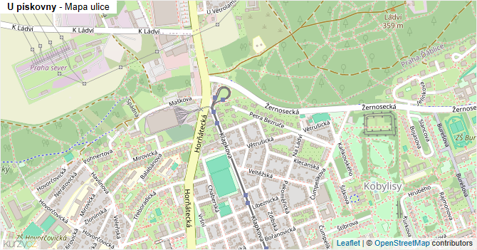 U pískovny - mapa ulice