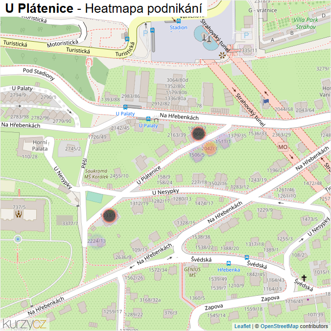 Mapa U Plátenice - Firmy v ulici.