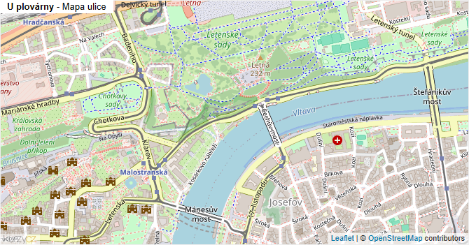 U plovárny - mapa ulice