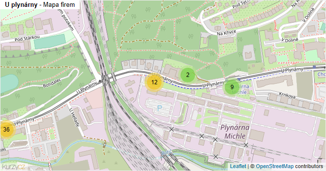 U plynárny - mapa ulice