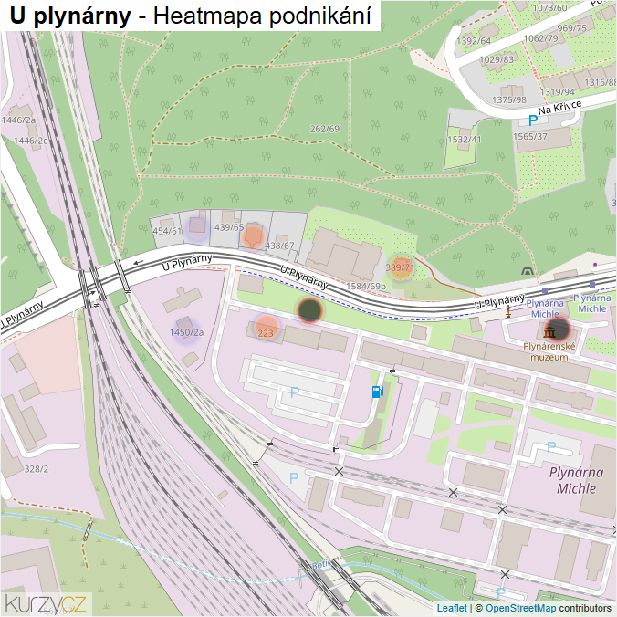 Mapa U plynárny - Firmy v ulici.