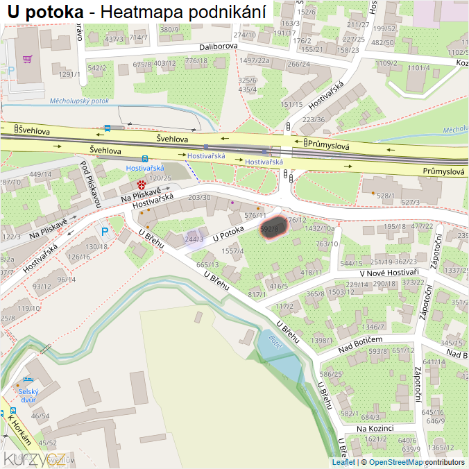 Mapa U potoka - Firmy v ulici.