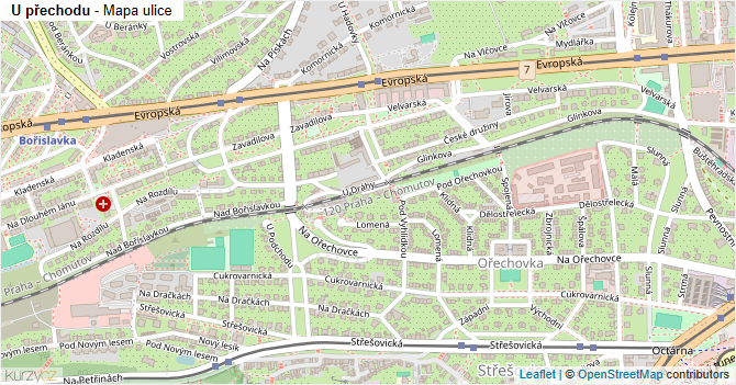 U přechodu - mapa ulice