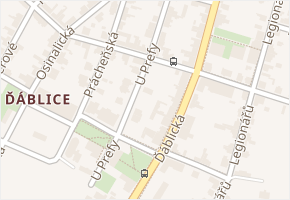 U Prefy v obci Praha - mapa ulice