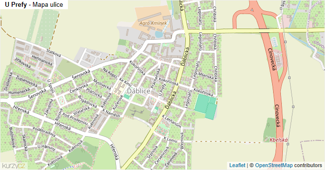 U Prefy - mapa ulice