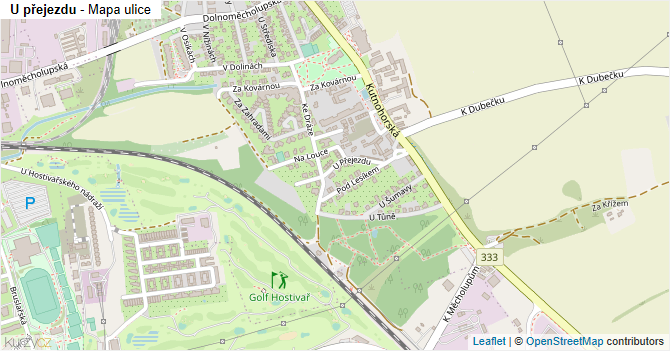 U přejezdu - mapa ulice