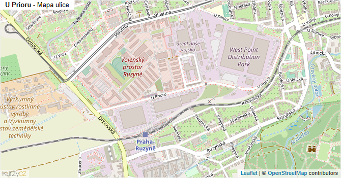 U Prioru - mapa ulice