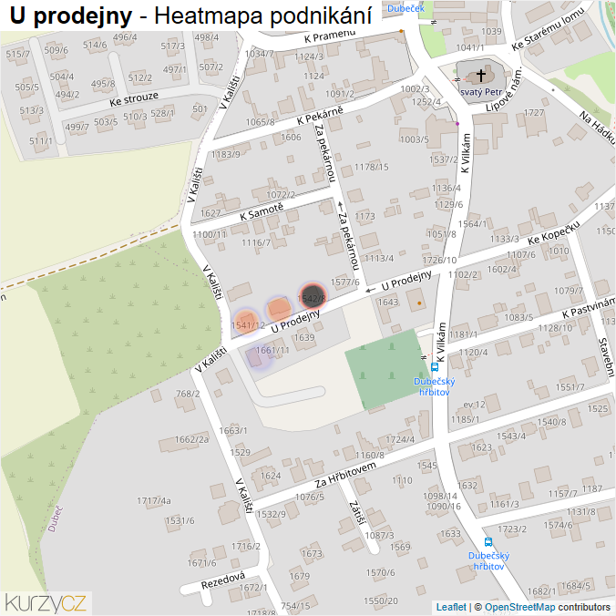 Mapa U prodejny - Firmy v ulici.