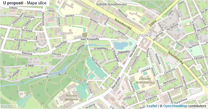 U propusti - mapa ulice