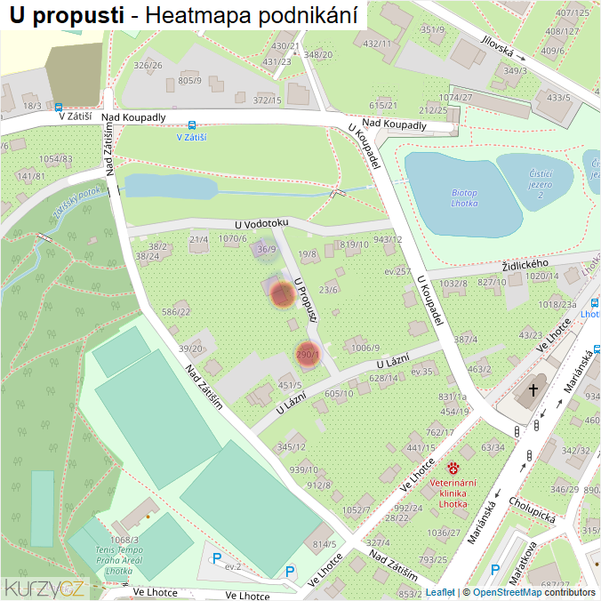 Mapa U propusti - Firmy v ulici.