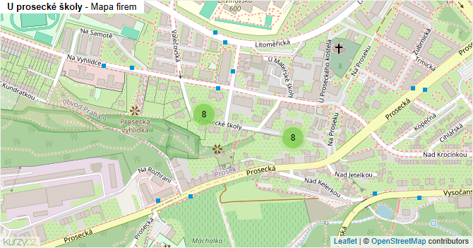 U prosecké školy - mapa firem