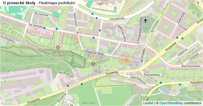 U prosecké školy - mapa podnikání