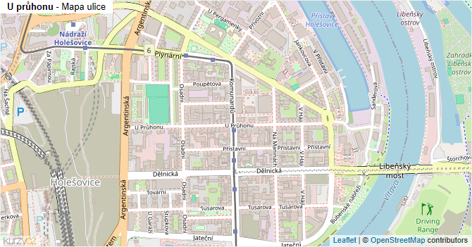 U průhonu - mapa ulice