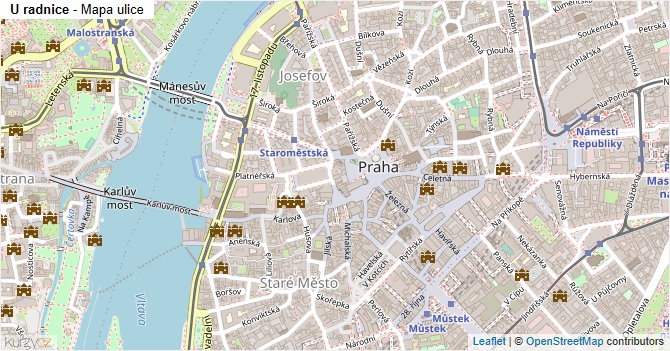 U radnice - mapa ulice