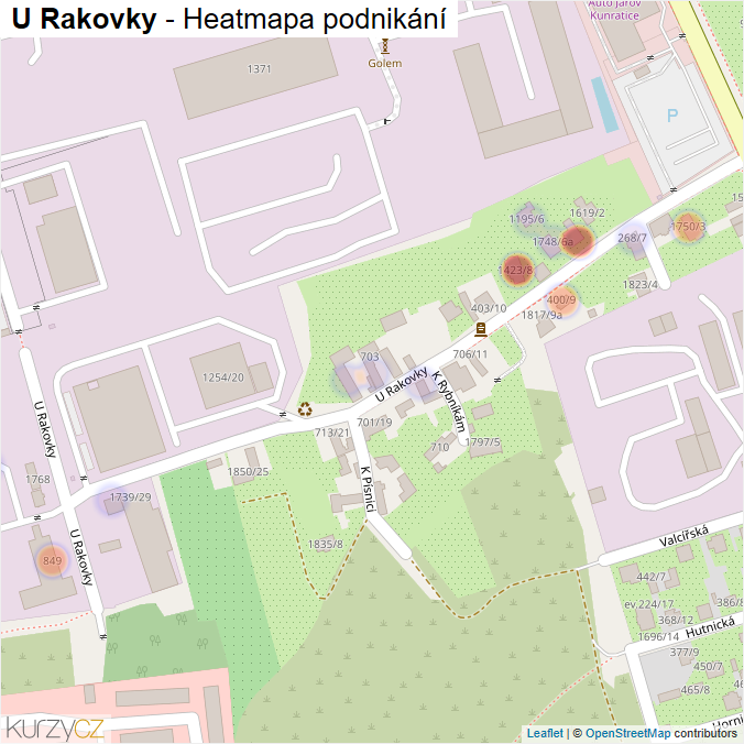 Mapa U Rakovky - Firmy v ulici.