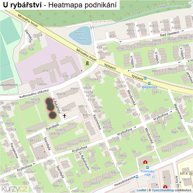 Mapa U rybářství - Firmy v ulici.