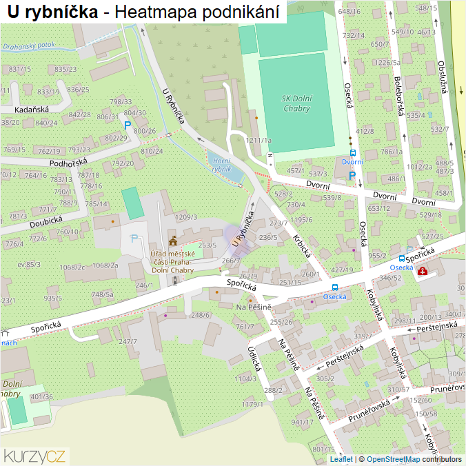 Mapa U rybníčka - Firmy v ulici.