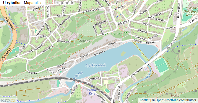 U rybníka - mapa ulice