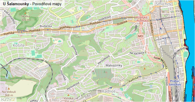 U Šalamounky - záplavové mapy stoleté vody