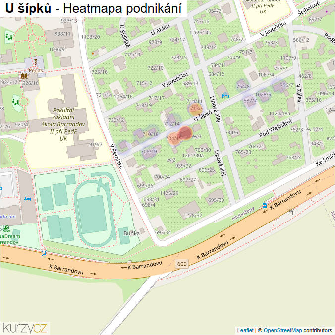 Mapa U šípků - Firmy v ulici.