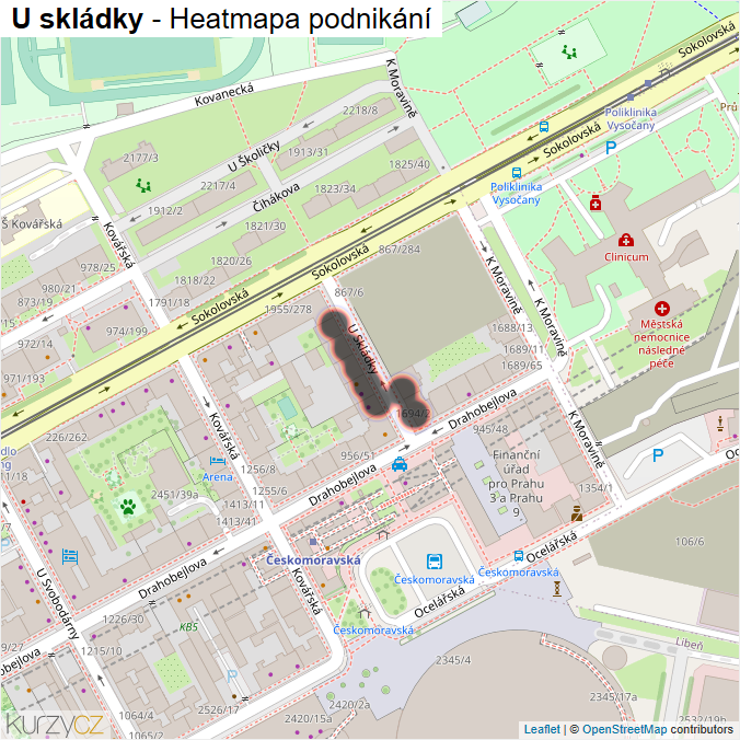 Mapa U skládky - Firmy v ulici.