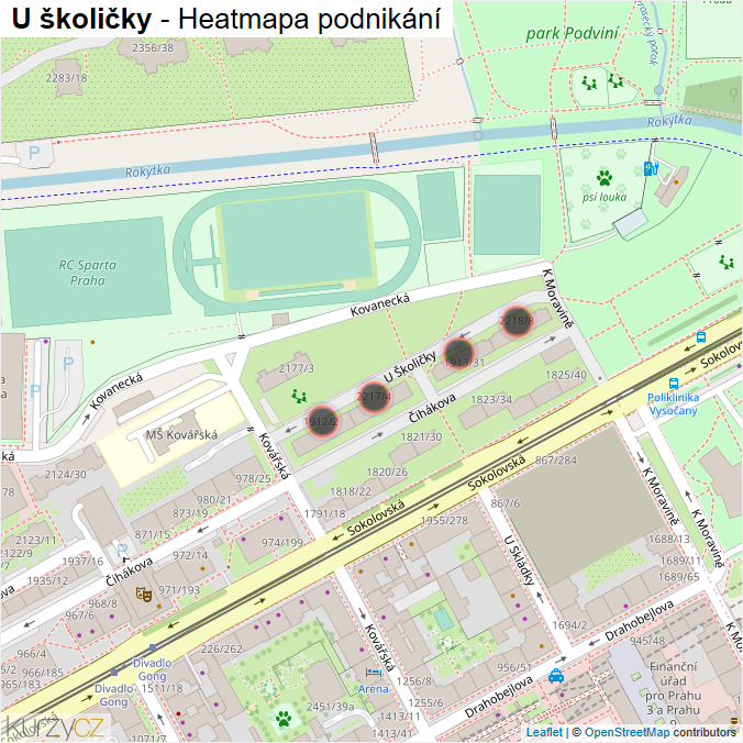 Mapa U školičky - Firmy v ulici.