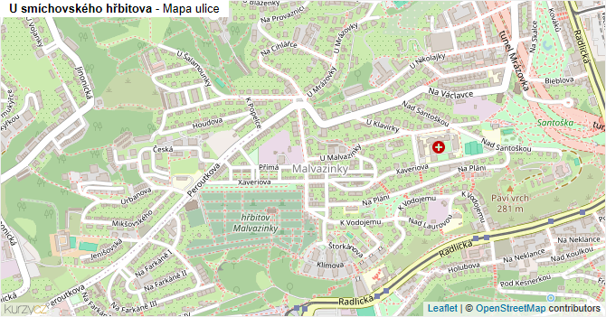 U smíchovského hřbitova - mapa ulice