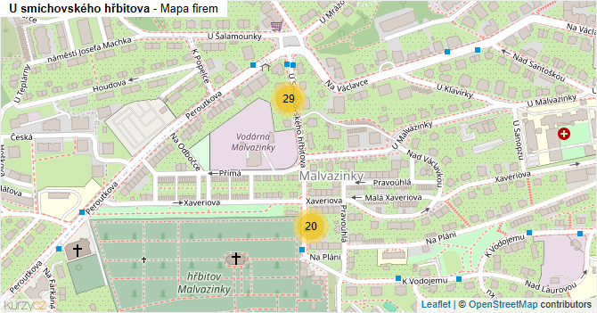 U smíchovského hřbitova - mapa firem