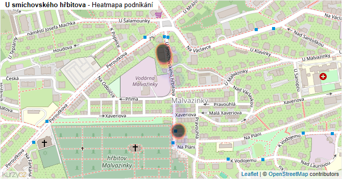 U smíchovského hřbitova - mapa podnikání
