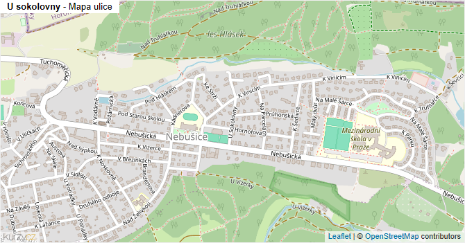 U sokolovny - mapa ulice