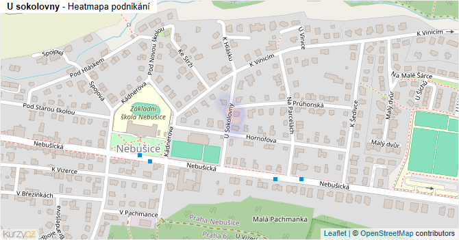 U sokolovny - mapa podnikání